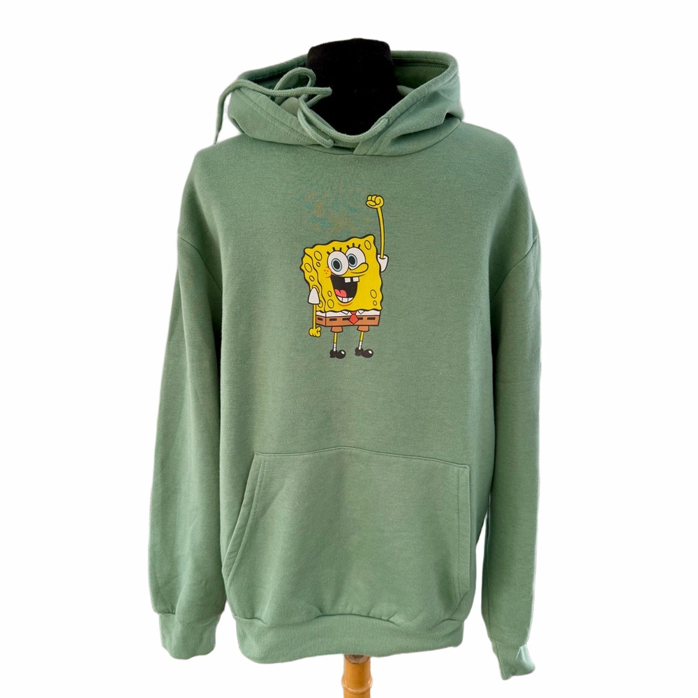 Spongebob Nickelodeon Green Sweatshirt Hoodie Large Patrick Squidward Gary Krabs